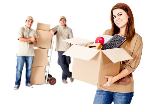 Movers carrying household items through a Harrow property
