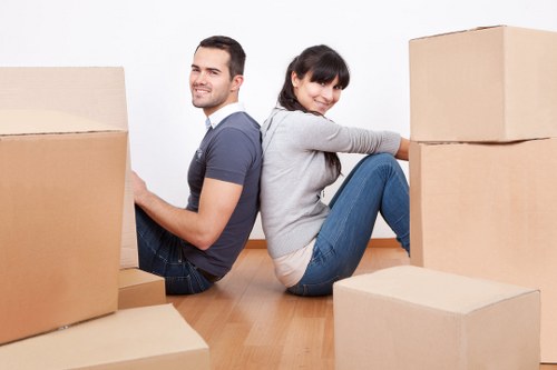 Retail and office items being organised for commercial moves in Harrow