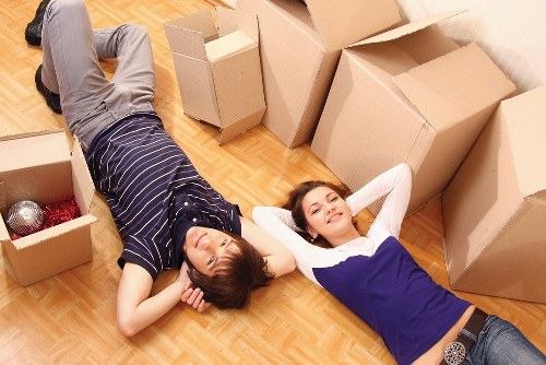 Packed boxes and furniture prepared for man and van transport